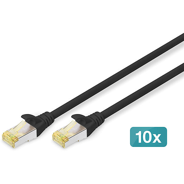 DIGITUS Patchkabel CAT 6A S/FTP 0,5m, 10 Stk,sw DK-1644-A-005-BL-10